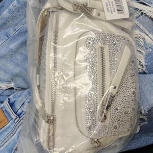 Steve Madden White and Silver Crossbody Bag